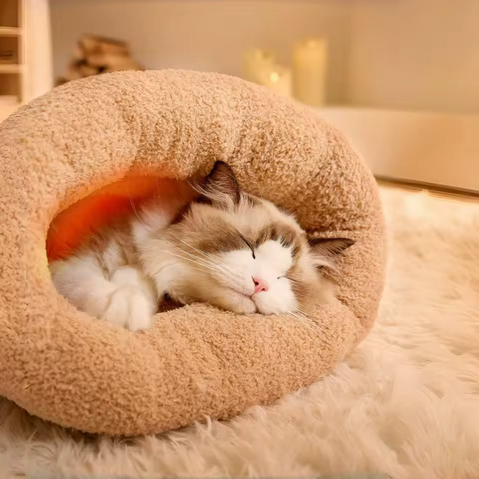 Cozy Burrow Cat Cave Bed